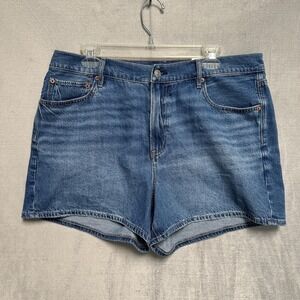 American Eagle Shorts Womens 14 Blue Relaxed Super High Rise Mom Denim